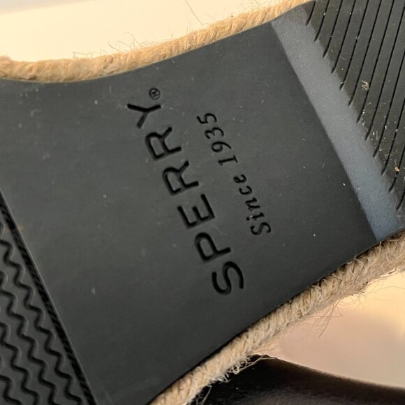 Sperry "Plush Wave" Wedge Black Leather & Jute Sandals ~ Women's Size 9.5M ~ EUC - Picture 12 of 13